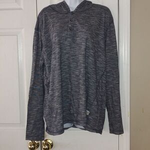 PD&C blue white striped long sleeve hoodie t-shirt  Sz XL
